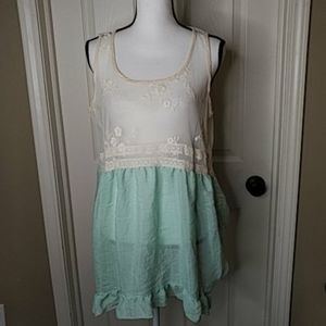 Orange Creek Mint Green Lace Summer Dress Tunic Sz. M